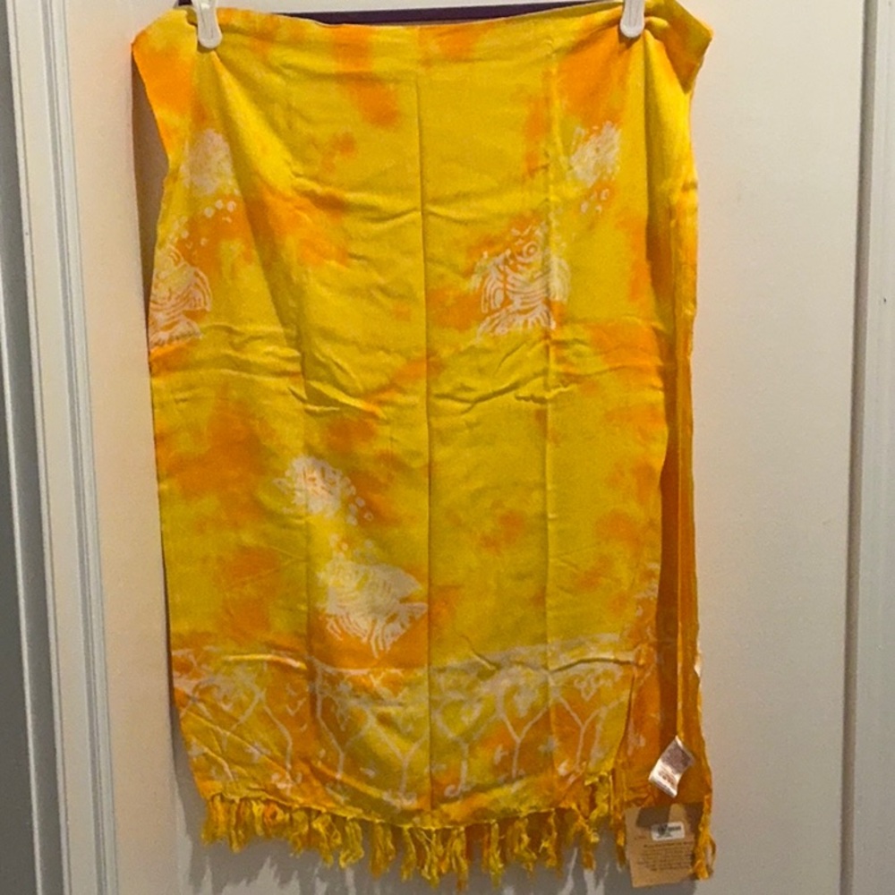 Yellow and Orange Sarong with Fish Design 44x54